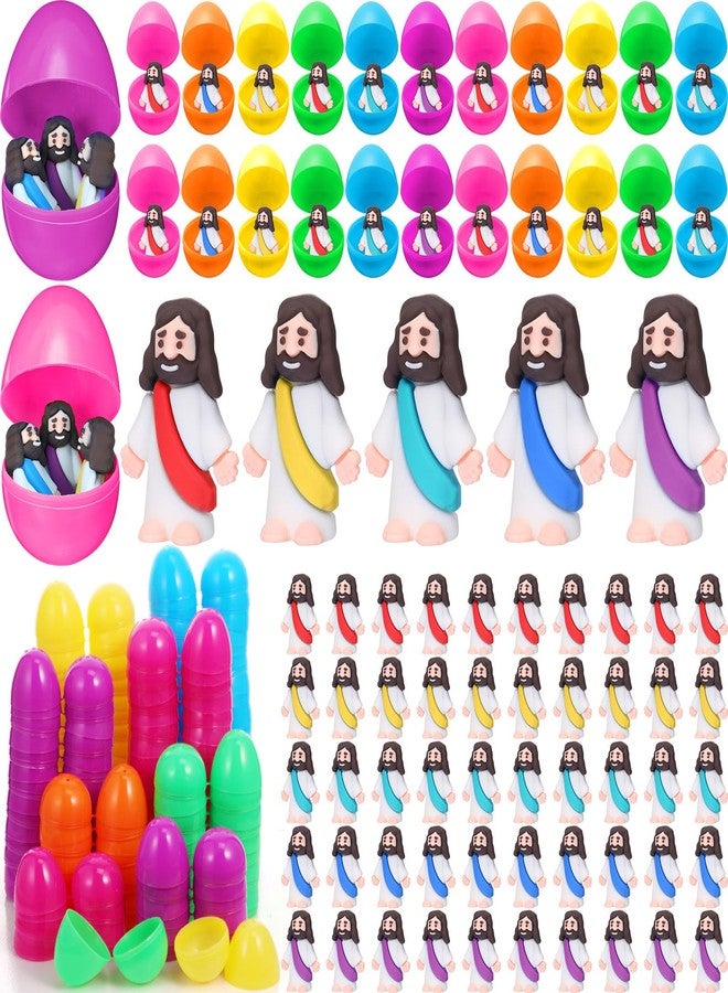 Barydat باريدات ٢٤٠ قطعة من مجسمات يسوع الصغيرة، بيض عيد الفصح مع ألعاب بالداخل، ألعاب دينية صغيرة ليسوع، هدايا مصغرة، حشو بيض عيد الفصح، دمية لمدرسة الأحد، حفلة البحث، هدية معمودية (زاهية) - Image 1